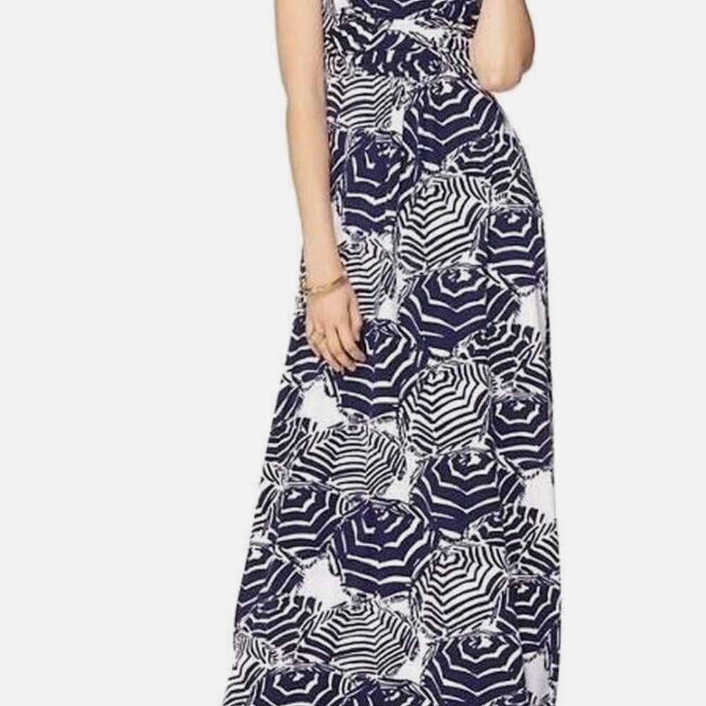 Navy and White Striped Maxi Dress